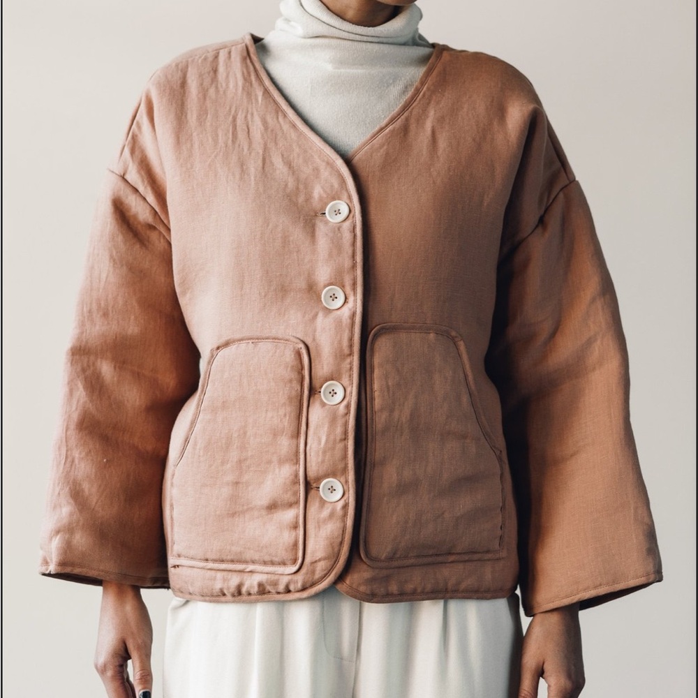 Ozma Linen Wolfe Coat in Rose
